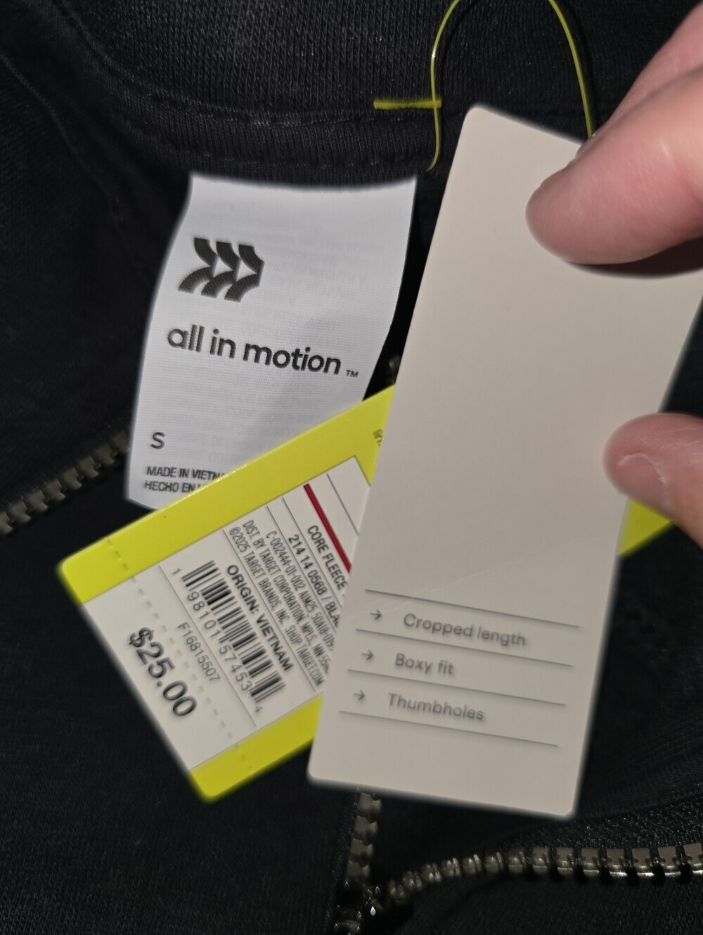 Womens All In Motion Black Core Fleece Half-Zip Pullover, Cropped, NWT!!! - Picture 6 of 6
